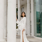 Erica Satin Lace Trim Maxi Bridal Robe