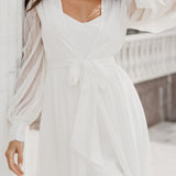 Alaina Pleated Sleeve Satin Maxi Bridal Robe - Includes Slip